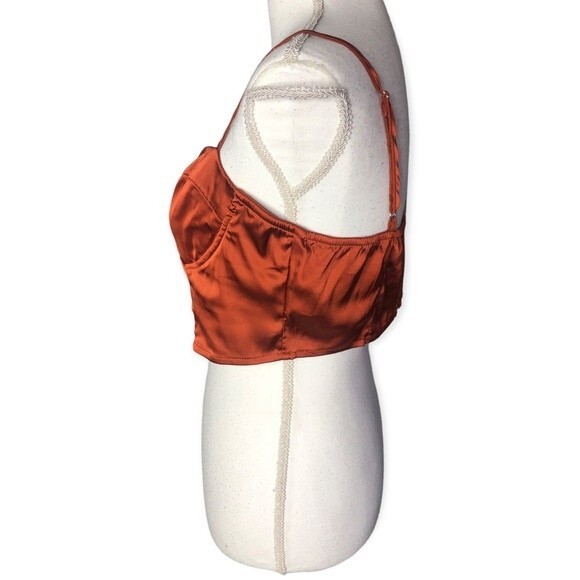 SHEIN Satin Back Zip Cropped Bustier Cami Blouse - Picture 2 of 4